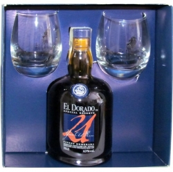 Rum El Dorado 21 let 43% 0,7l Box 2x sklo