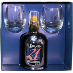 Rum El Dorado 21 let 43% 0,7l Box 2x sklo