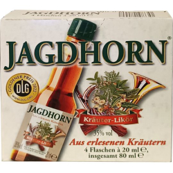 Jagdhorn Krautern Likor 35% 20ml P&R x4 mini etik2