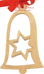 Zvonek plochý Hvězda 10cm ze dřeva 10kusů