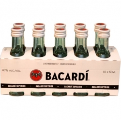 Rum Bacardi Carta Blanca 40% 50ml x10 mini etik4