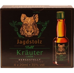 Jagdstolz Krauter Likor 35% 20ml x4 mini etik2