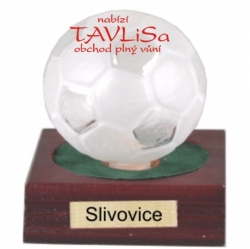 sklo Fotbalový míč 100ml nápis Slivovice