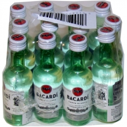 Rum Bacardi Carta Blanca 40% 50ml x12 mini etik2