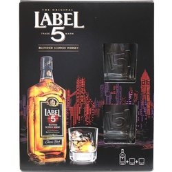 Whisky Label 5 40% 0,7l +2 skleničky vzor2