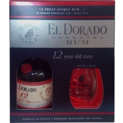 Rum El Dorado 12 let 40% 0,7l Box 2x glass