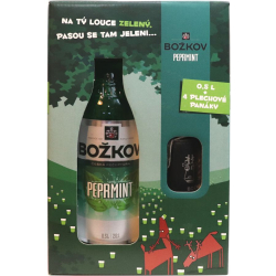 Peprmint 20% 0,5l Božkov + 4 plechové panáky