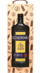 Becherovka 38% 3l Dřevěná Krabička Jan Becher č.2