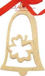 Zvonek plochý Čtyřlístek 10cm ze dřeva