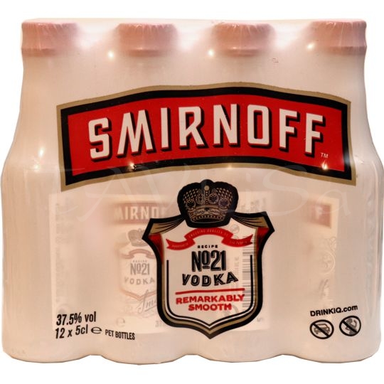 vodka Smirnoff clear 37,5% 50ml x12 miniatur etik2